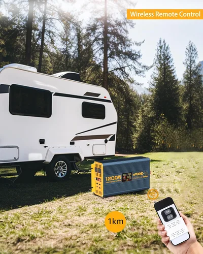 Vista 7 de Inversor de Potencia de Onda Sinusoidal Pura de 1200 Vatios DC 12V a 110V AC Convertidor con Dos Salidas de CA, Puertos USB de Carga Rápida