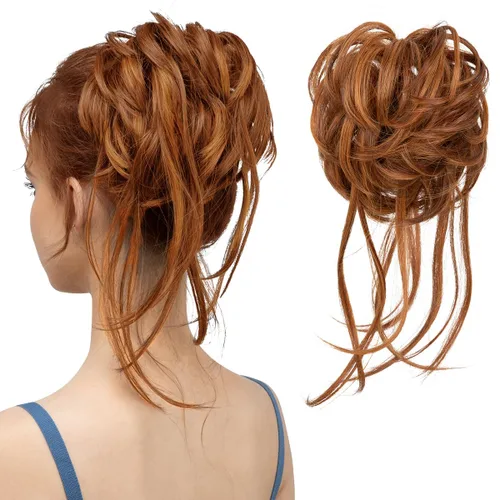 Vista 30 de Extensiones de cabello rizado con cola de caballo, cabello sintético con coleta recta, coleteros para mujer, rubio ceniza/rubio playa