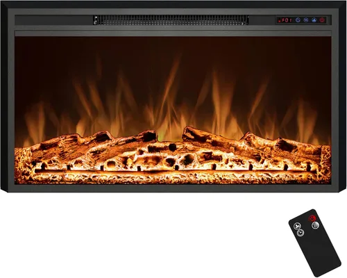 Vista 12 de Insertos de chimenea eléctrica de 23.6", brillo ajustable, termostato y temporizador, protección contra sobrecalentamiento, 750/1500W
