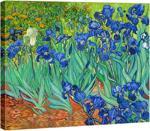 Vista 12 de Wieco Art Lienzo enmarcado para pared, impresiones de lirios de Van Gogh, flores famosas, pinturas al óleo, reproducción moderna de lienzo giclée