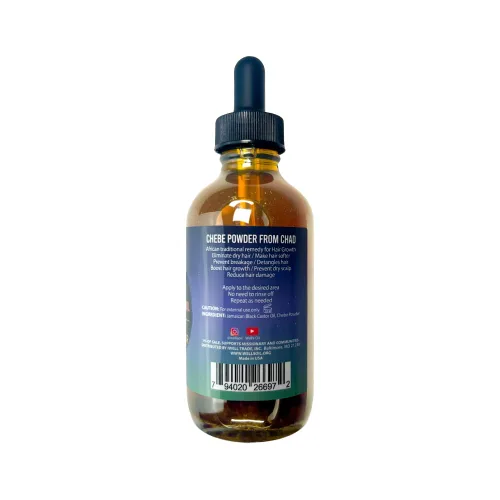 Vista 2 de Well's - Aceite de ricino negro jamaicano infundido con polvo Chebe (ligero) 4 onzas líquidas 100% natural Mejora la densidad del cabello Nutre