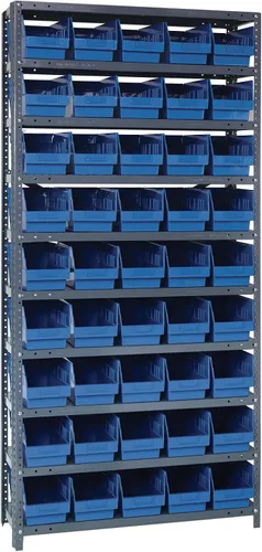 Vista 48 de Quantum QSBU-245BK Heavy Duty Shelving Unit with (7) Shelves and (24) QUS245 Black Bins for Garage Warehouse Storage Distribution 400 lb Load