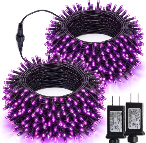 Vista 28 de Luces de Navidad, 1000 luces LED de 328 pies para árbol de Navidad enchufables con 8 modos, control remoto, tira de luces de Navidad impermeables