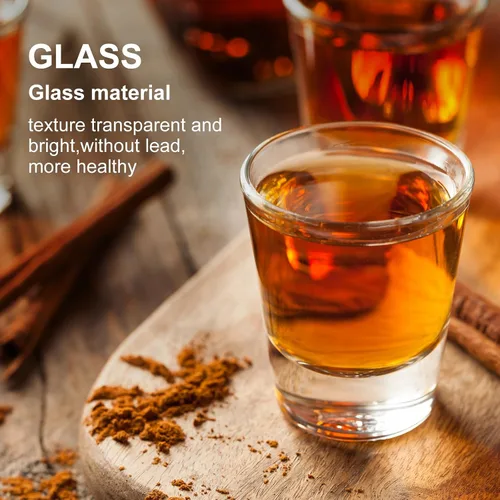 Vista 4 de Geosar 100 vasos cortos transparentes a granel de 1.5 onzas, mini vasos redondos de chupito, base pesada, vasos de vidrio pequeños para bodas, agua