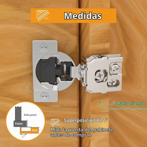 Vista 6 de Chibery Paquete de 10 bisagras ocultas de cierre suave 4D de 1 pulgada para puerta de marco facial, velocidad de cierre ajustable, bisagras