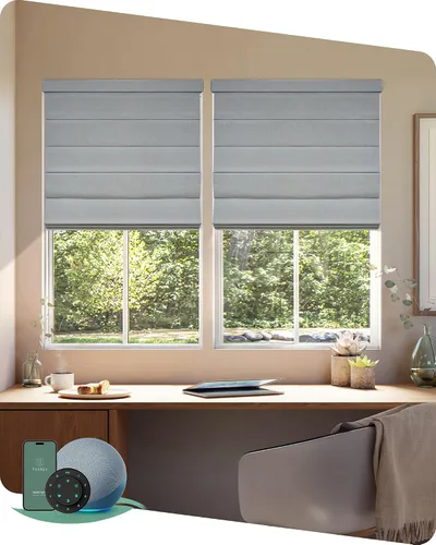 Vista 6 de Yoolax Persianas Romanas con Filtrado de Luz para Ventanas, Persianas Romanas Opacas Sin Cables, Muestra de Tela (Multicolor)
