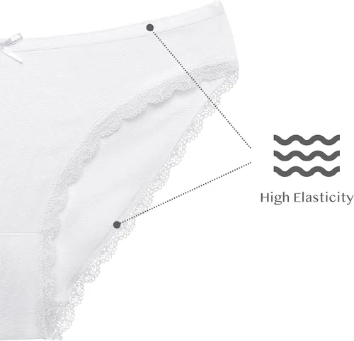 Vista 4 de Donella Bragas de bikini de algodón para mujer, ropa interior suave para mujer, estampados surtidos, paquete de 5