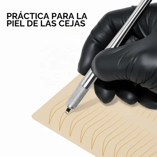 Vista 5 de Hojas de piel de práctica de 12 piezas, entrenamiento de microblading