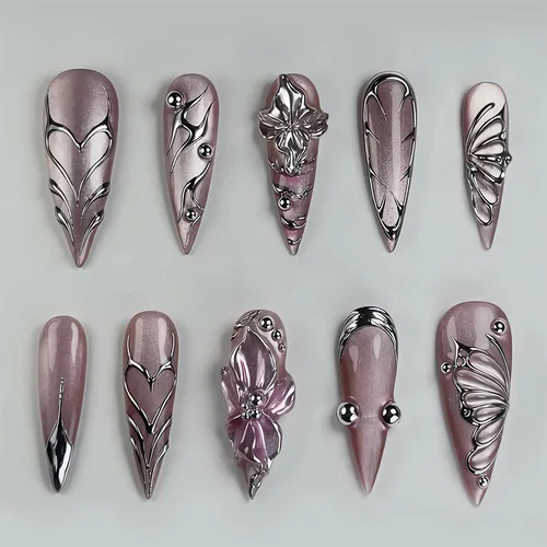 Vista 12 de BABALAL Uñas Postizas Largas de Estilete para Pegar Blancas Uñas Falsas con Punta Francesa Diseño con Pegamento Suministros de Arte 24 Piezas XL
