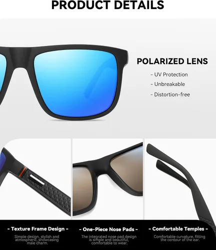 Vista 4 de Perfectmiaoxuan Lentes de sol polarizados para hombresmujeres marco ligero lentes piloto HD gafas de golf, conducción, pesca y viaje