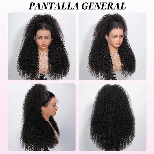 Vista 3 de CYNOSURE Pelucas de encaje frontal 13x4 de cabello humano prearrancado, densidad del 180%, brasileña rizada con encaje frontal, peluca con cabello