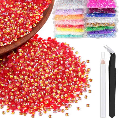Vista 53 de 5000 piezas de 2mm de strass de resina a granel, strass de gel negros con parte posterior plana y redonda para embellecer sin termoadhesión, gemas