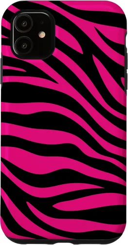 Vista 8 de Zebra Animal Print Pattern Black and Pink Cute Phone Case for iPhone 17