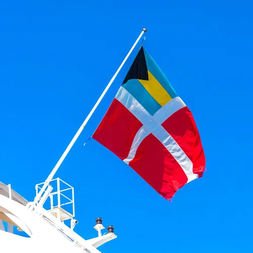 Vista 4 de Irenare 1 bandera de las Bahamas de las Bahamas de cortesía de poliéster para barcos registrados que visitan aguas extranjeras (12 x 18 pulgadas)