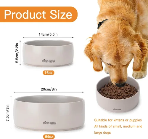 Vista 2 de Cuenco de cerámica para perros, 5.5 pulgadas, pequeño, resistente a derrames, resistente y moderno, alimentación de mascotas para perros pequeños