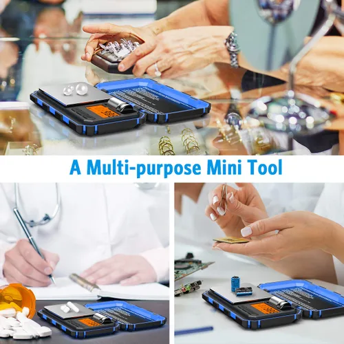 Vista 7 de Mini báscula digital (actualizada), báscula de bolsillo de 7.05 oz/0.00 oz, peso de calibración de 1.76 oz, báscula inteligente electrónica, 6