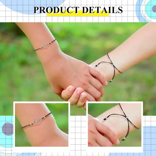 Vista 4 de Hicarer Pulseras de promesa, pulseras de amistad para el regreso a clases, juego de dijes a distancia para amigos, mujeres y niñas, regalo del día
