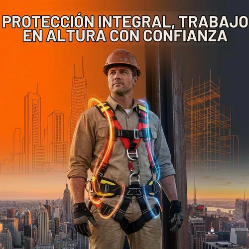 Vista 4 de Zeluga Arnés de seguridad de cuerpo completo de alta resistencia 15-330, protección contra caídas, arnés de techo, cinturón de seguridad
