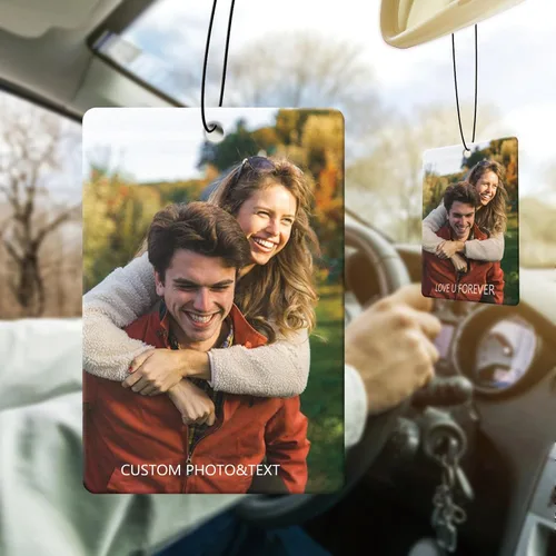 Vista 10 de Accesorios de Decoración Colgante para Auto con Foto Personalizada, Ornamento Ambientador de Auto con Imagen Personalizada de Doble Cara, Dijes