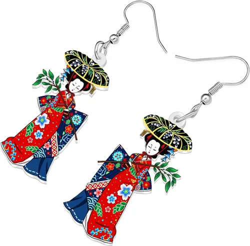 Vista 63 de DUOWEI Aretes de acrílico estilo japonés con diseño de anime para muñeca, colgantes, joyería para mujer