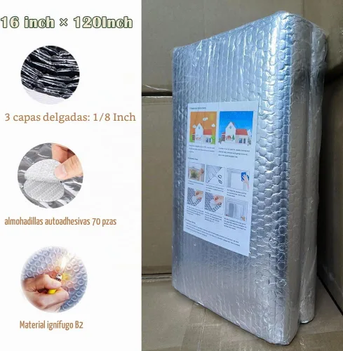 Vista 3 de MRPAPA Rollo de aislamiento reflectante, Reflectix para ventanas de caravanas, rollo aislante de burbujas ignífugo B2 para mantener el calor