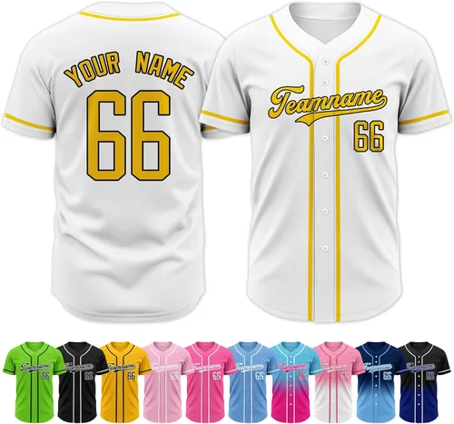 Vista 26 de Custom Baseball Jersey Stitched Personalized Name Number Baseball Shirts Sports Uniform for Men Women Boy