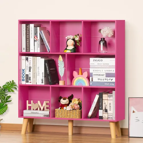 Vista 33 de LEYAOYAO Estantería de 5 cubos de 3 niveles con patas, estante negro menta para libros para niños, bonito organizador de almacenamiento, estantes