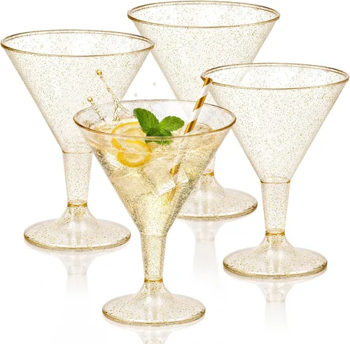 Vista 11 de Liacere Juego de 6 Copas de Martini de 11 oz de Plástico Transparente con Tallo - Copas de Cóctel Reutilizables para Bar, Margarita, Whisky, Gin