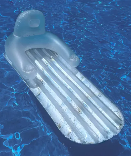 Vista 3 de Galvanox - Flotador de piscina para adultos, sillón reclinable inflable para nadar/broncearse, mármol azul