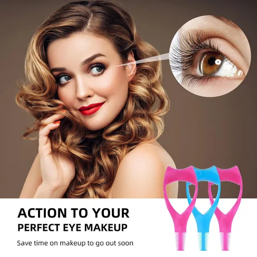 Vista 6 de WLLHYF 3 Pack Mascara Shield Guard Makeup Eyelash Buddy 3 in 1 Eye Lash Applicator Tool Beauty Cosmetic Mascara Separator Comb Plastic Lashes