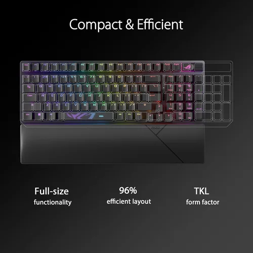 Vista 3 de ASUS ROG Strix Scope II 96 Teclado inalámbrico para juegos y ratón inalámbrico ROG Spatha X y funda ROG funda extendida