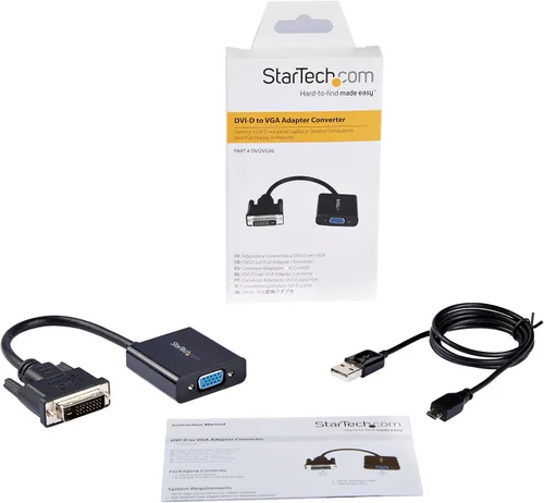 Vista 2 de StarTech Active DVI-D a VGA - Cable convertidor de 1080p (DVI2VGAE) Convertidor activo DVI-D a VGA con soporte 1920x1200 para monitores