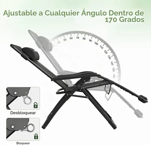 Vista 6 de Silla de gravedad cero de gran tamaño, plegable, reclinable, acolchada Rojo Extragrande