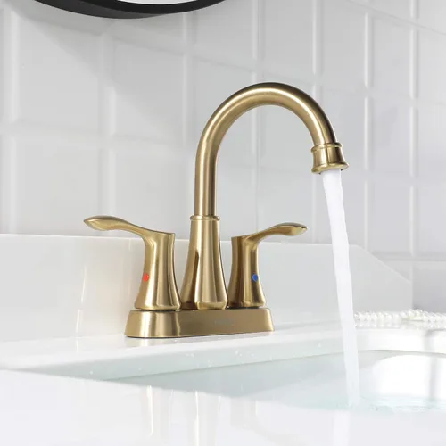 Vista 7 de PARLOS Grifo de lavabo de baño dorado cepillado de 4 pulgadas para tocador Oro cepillado