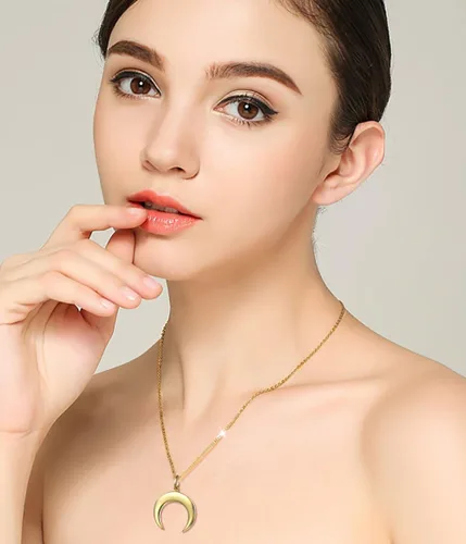Vista 2 de Collar colgante de plata de ley S925 con diseño de media luna para mujer