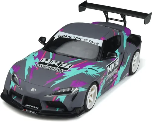 Vista 6 de GR Supra HKS 2019 Gris con gráficos Modelo 1/18 de GT Spirit GT407