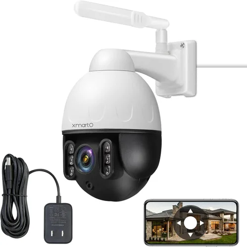 Vista 10 de xmartO Cámara de seguridad PTZ de doble lente con zoom de 10X, seguimiento automático de 2 K, sistema de seguridad PTZ inalámbrico HD