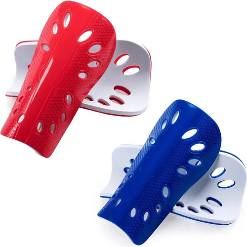 Vista 9 de Espinilleras de fútbol, 2 pares de fundas de espinilleras de fútbol superligeras y transpirables, equipo de protección de espinilleras para niños