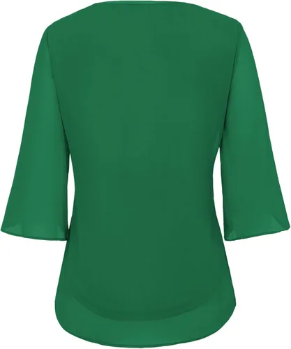 Vista 2 de Blusa casual de gasa para mujer, media manga con vuelo