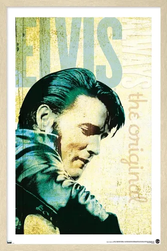 Vista 7 de Trends International Elvis Presley - Póster de pared original, 34 pulgadas de largo x 22.4 pulgadas, versión enmarcada en caoba Versión enmarcada