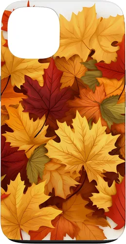 Vista 7 de Carcasa para iPhone 16 con texto en inglés "Fall Foliage Gathering of Autumn Leaves