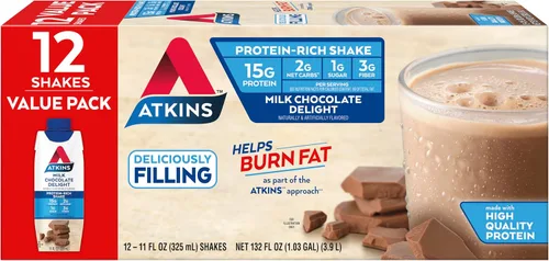 Vista 5 de SlimFast Protein Shake & Atkins Milk Chocolate Delight - Batido de proteínas, 0.55 onzas de proteína, bajo índice glucémico, 0.07 oz