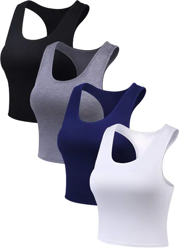Vista 6 de Boao 4 camisetas básicas sin mangas de espalda cruzada para mujer