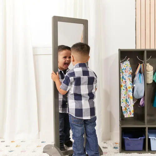 Vista 10 de ECR4Kids Espejo bidireccional de una sola cara de madera, muebles para niños, lavado gris Durable birch, GREENGUARD Gold Certified