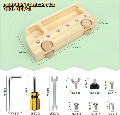 Vista 6 de TOY Life Juego de tablero de destornillador Montessori de madera para niños pequeños y niños de 3, 4, 5 años, juguetes sensoriales de autobús