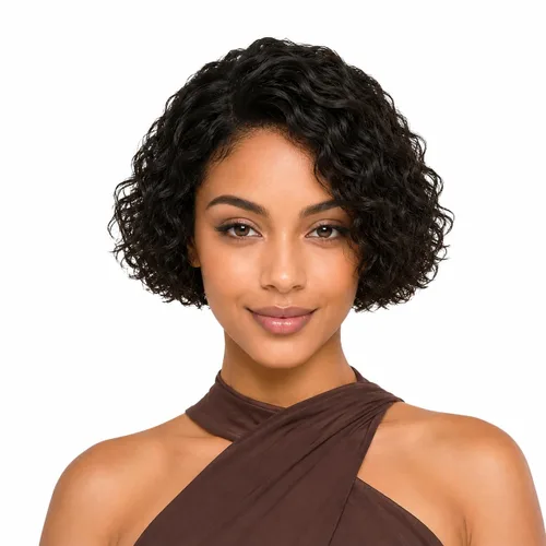 Vista 9 de Pelucas de cabello humano rizado profundo, parte lateral, encaje frontal precortado, encaje frontal para usar y llevar, peluca sin pegamento
