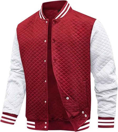 Vista 15 de Wizoat Chaqueta universitaria para hombre, chaqueta ligera casual con diseño de gofre, chaquetas bomber