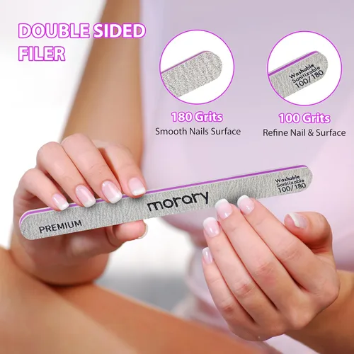 Vista 3 de Limas de uñas y pulidoras de 12 piezas, kit de herramientas profesionales de manicura, 6 unidades grises de doble cara de grano 100/180 limas