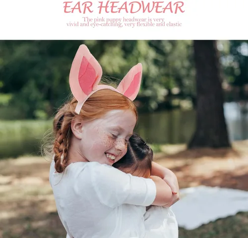 Vista 7 de Beaupretty Diadema con orejas de cerdo para Halloween y cosplay, diadema de animales de felpa para mujeres y niñas, color rosa