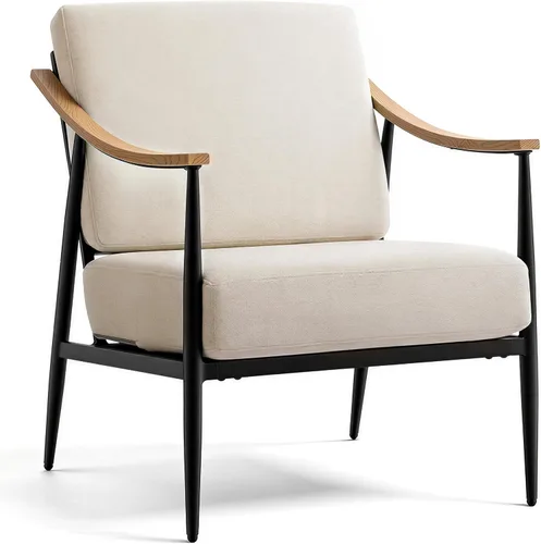 Vista 10 de RNKSFX - Silla con acentos modernos para sala de estar/dormitorio, silla de mediados de siglo con brazos, silla decorativa tapizada para oficina